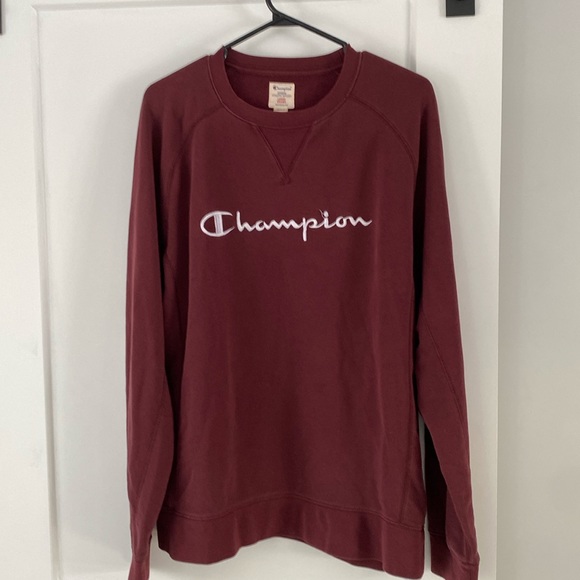 CHAMPION large French terry sweatshirt burgundy logo L - Picture 1 of 4